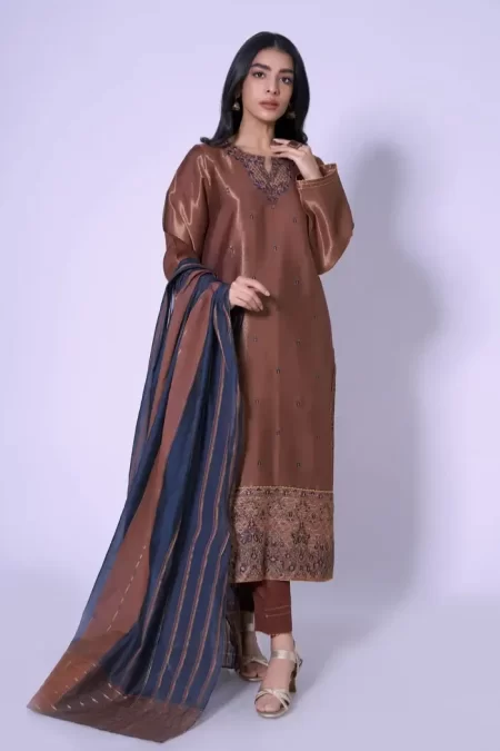 Stitched 3 Piece Mysuri Net Embroidered Outfit- What U Wear