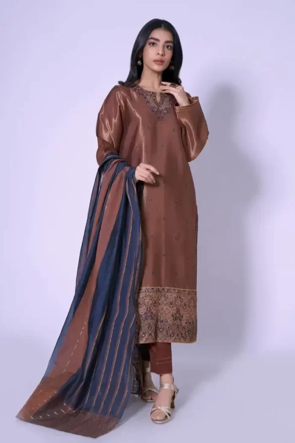 Stitched 3 Piece Mysuri Net Embroidered Outfit- What U Wear
