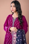 Zeen 3pcs Unstitched Embroidered Velvet Suit- What U Wear