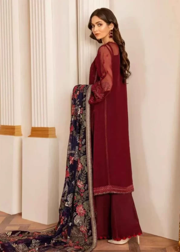 Baroque -Embroidered Chiffon Unstitched-Fire Stone- What U Wear