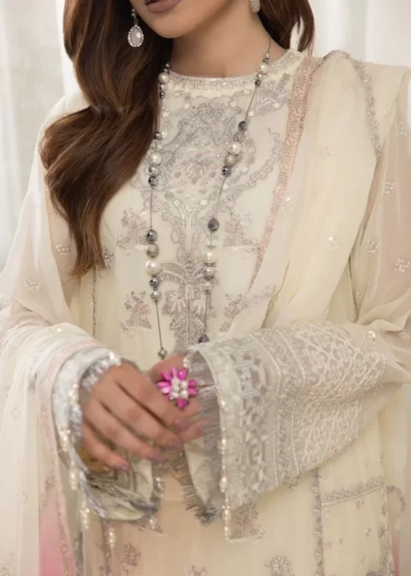 Mahiz Embroidered Semi Stitched Chiffon 3Pcs- What U Wear