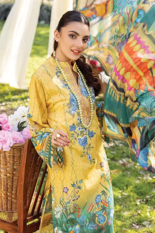 Adans Libas Summerkari 2 Embroidered Lawn Unstitched 3pcs- What U Wear