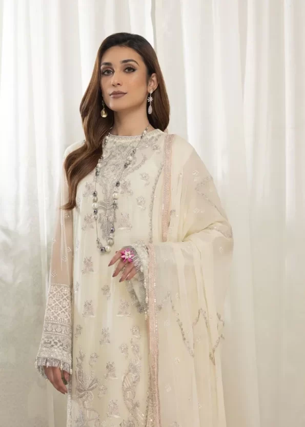 Mahiz Embroidered Semi Stitched Chiffon 3Pcs- What U Wear