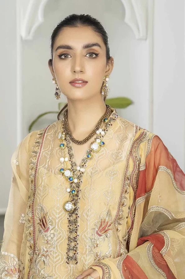 Adan’s Libas Amira Emb. Hand Embellished Organza Semi Stitched 3pcs- What U Wear