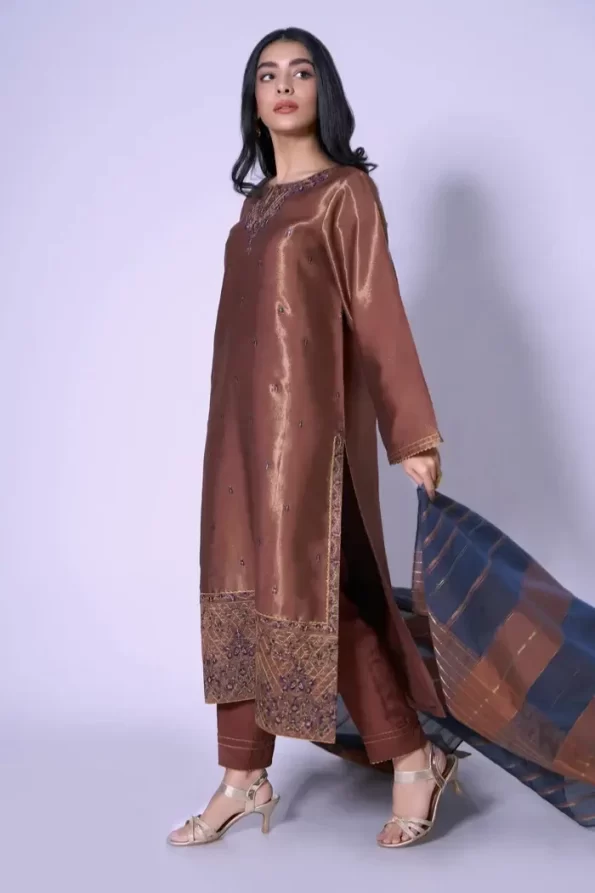 Stitched 3 Piece Mysuri Net Embroidered Outfit- What U Wear