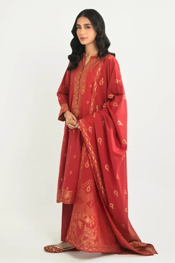 Cross Stitch Dusky Radiance-B-3Pc Cotton Jacquard Suit- What U Wear