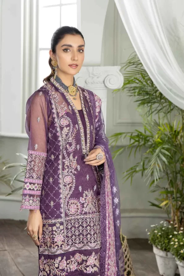Adan’s Libas Amira Emb. Hand Embellished Organza Semi Stitched 3pcs- What U Wear