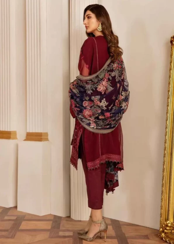 Baroque -Embroidered Chiffon Unstitched-Fire Stone- What U Wear