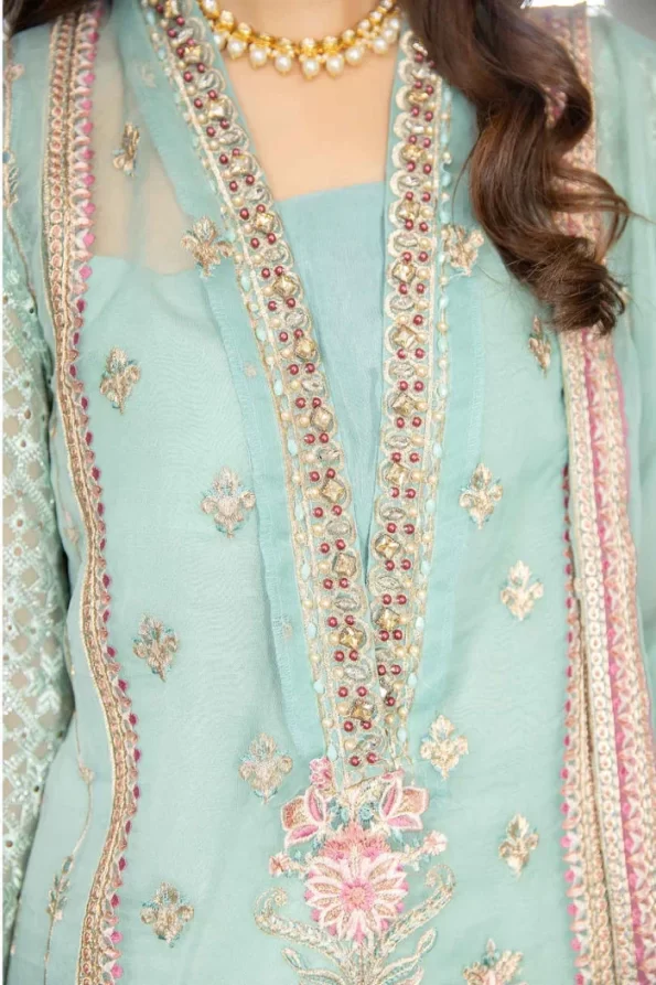 Adan’s Libas Amira Emb. Hand Embellished Organza Semi Stitched 3pcs- What U Wear