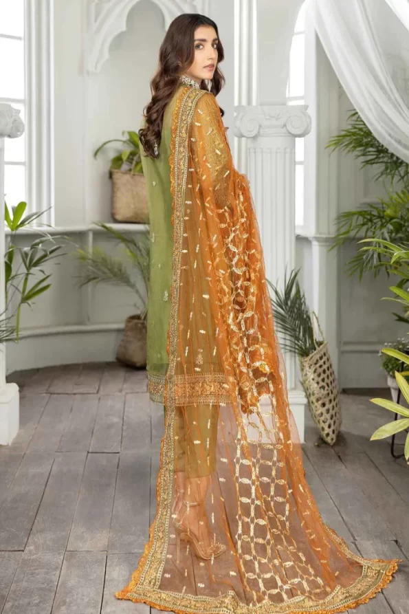 Adan’s Libas Amira Emb. Hand Embellished Organza Semi Stitched 3pcs- What U Wear