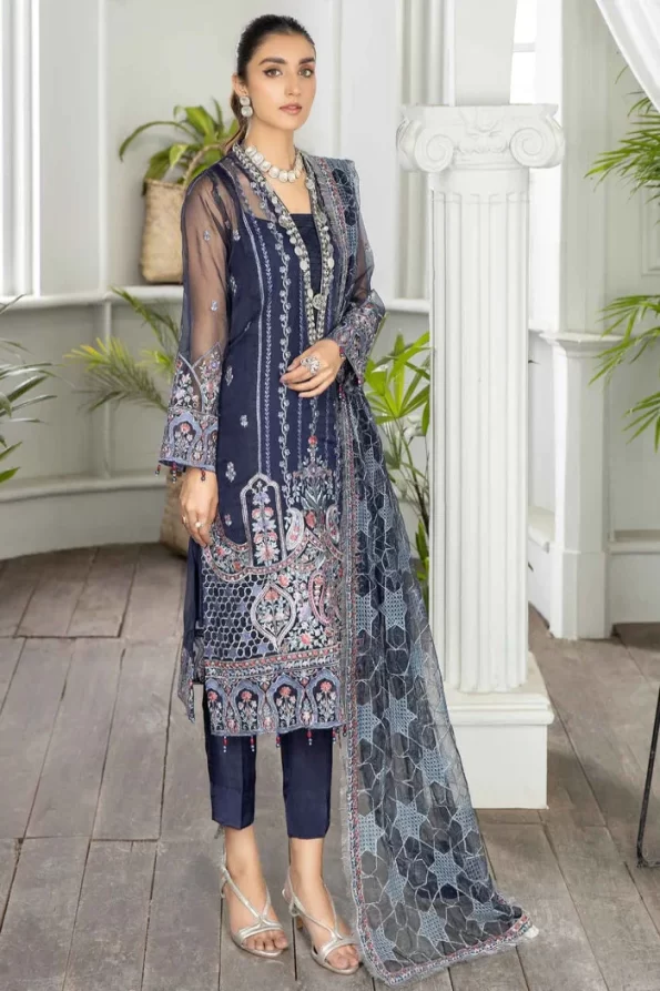 Adan’s Libas Amira Emb. Hand Embellished Organza Semi Stitched 3pcs- What U Wear
