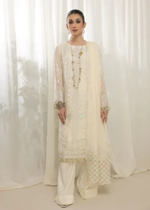 Mahiz Embroidered Semi Stitched Chiffon 3Pcs- What U Wear