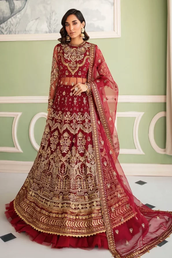 Afrozeh Luxury Embroidered Net Wedding Formals-Norah- What U Wear