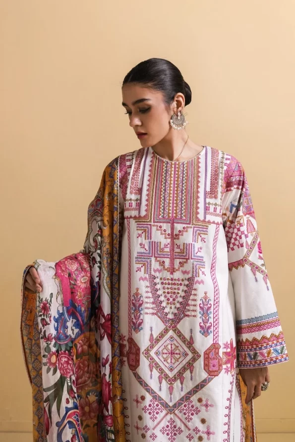 Zara Shahjahan Luxury Embroidered Lawn-CHAANDI-B- What U Wear