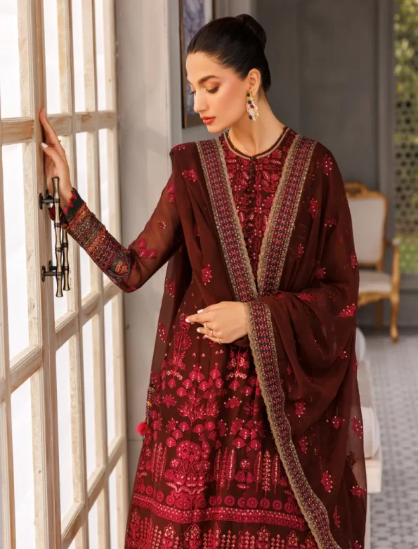 XENIA Fromals ESMEE- Embroidered Chiffon Unstitched 3Pc- What U Wear