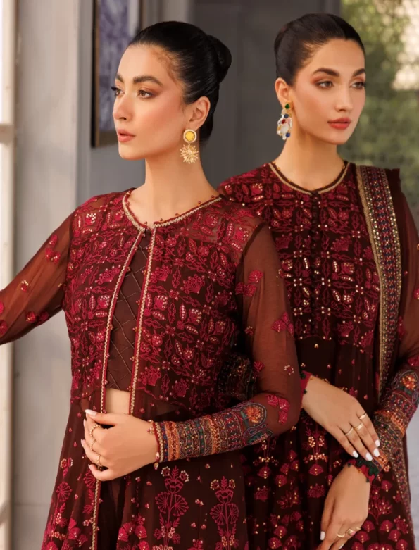 XENIA Fromals ESMEE- Embroidered Chiffon Unstitched 3Pc- What U Wear