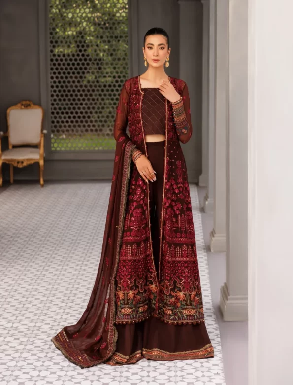 XENIA Fromals ESMEE- Embroidered Chiffon Unstitched 3Pc- What U Wear