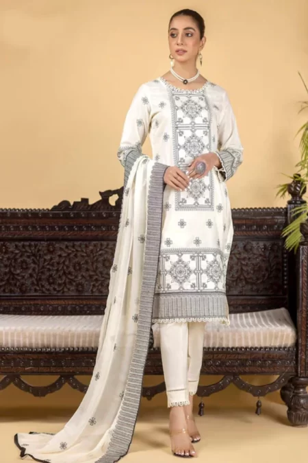 Manizay Zarlish Unstiched 3Pcs-01- What U Wear