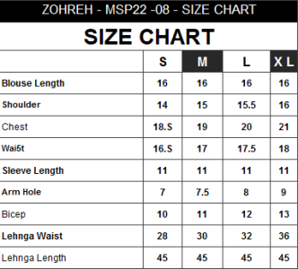 Size Chart for Zohreh- What U Wear