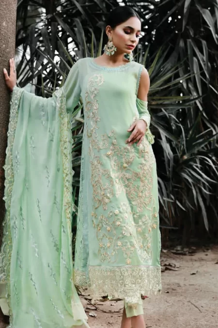 Husna Umar Embroidered Chiffon Unstitched 3pcs
