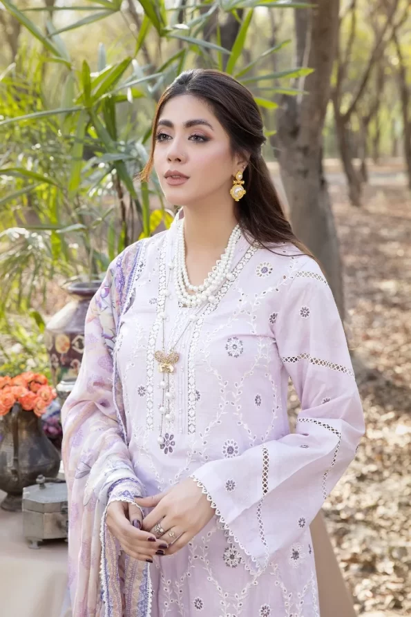 Adans Libas Blossom Embroidered Lawn Unstitched 3pcs- What U Wear