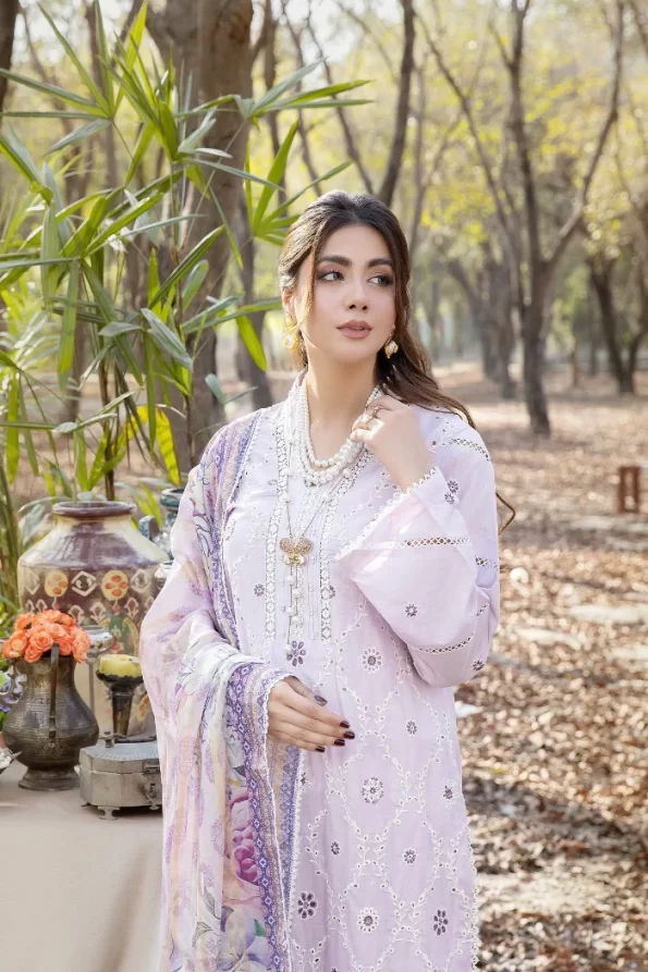 Adans Libas Blossom Embroidered Lawn Unstitched 3pcs- What U Wear