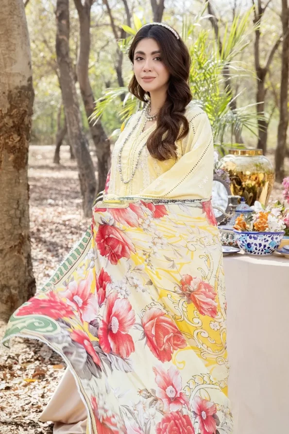 Adans Libas Blossom Embroidered Lawn Unstitched 3pcs- What U Wear