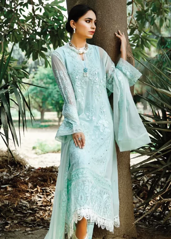 Husna Umar Embroidered Chiffon Unstitched 3pcs- What U Wear