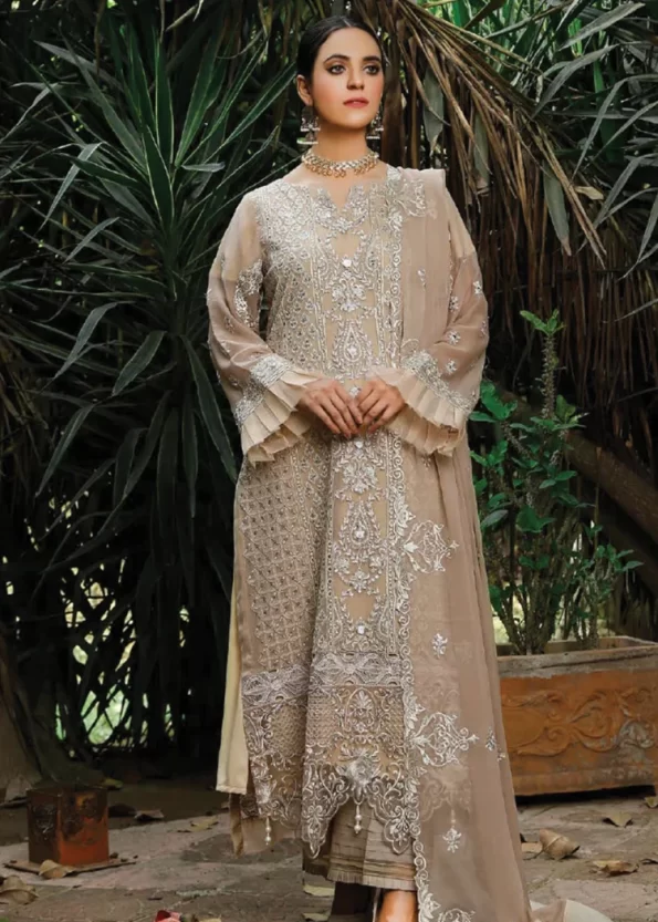 Husna Umar Embroidered Chiffon Unstitched 3pcs- What U Wear