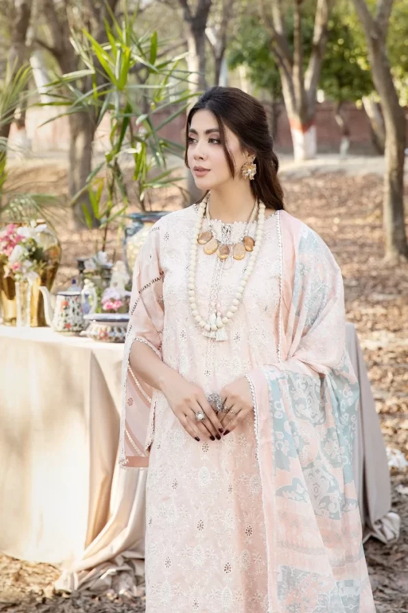 Adans Libas Blossom Embroidered Lawn Unstitched 3pcs- What U Wear