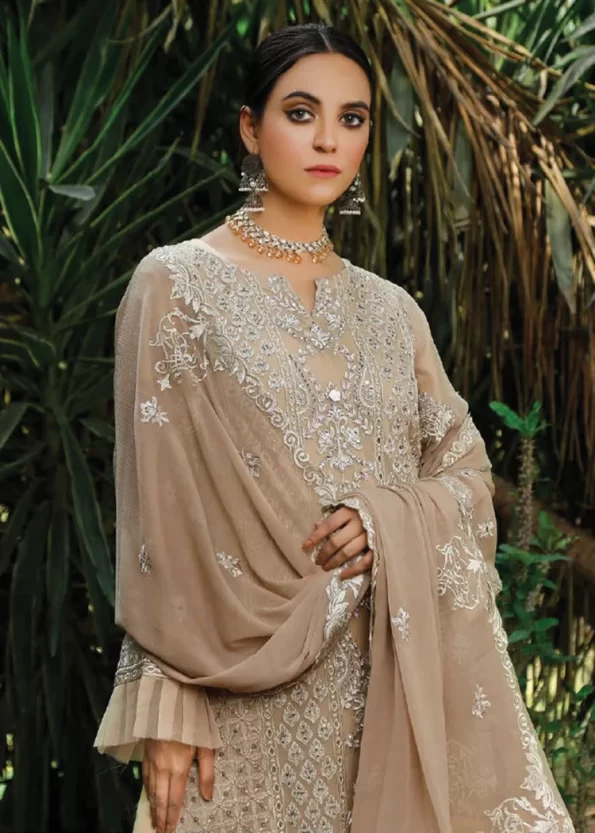 Husna Umar Embroidered Chiffon Unstitched 3pcs- What U Wear