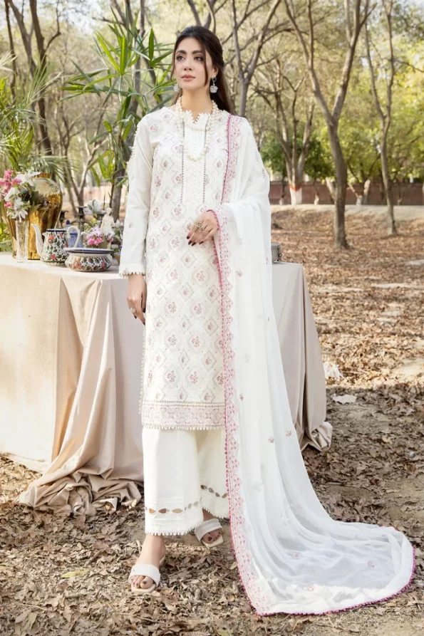 Adans Libas Blossom Embroidered Lawn Unstitched 3pcs- What U Wear