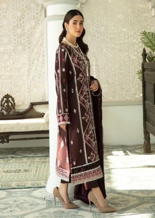 Parishay Unstitched 3pc Corduroy with Velvet Shawl-Kainaat A- What U Wear