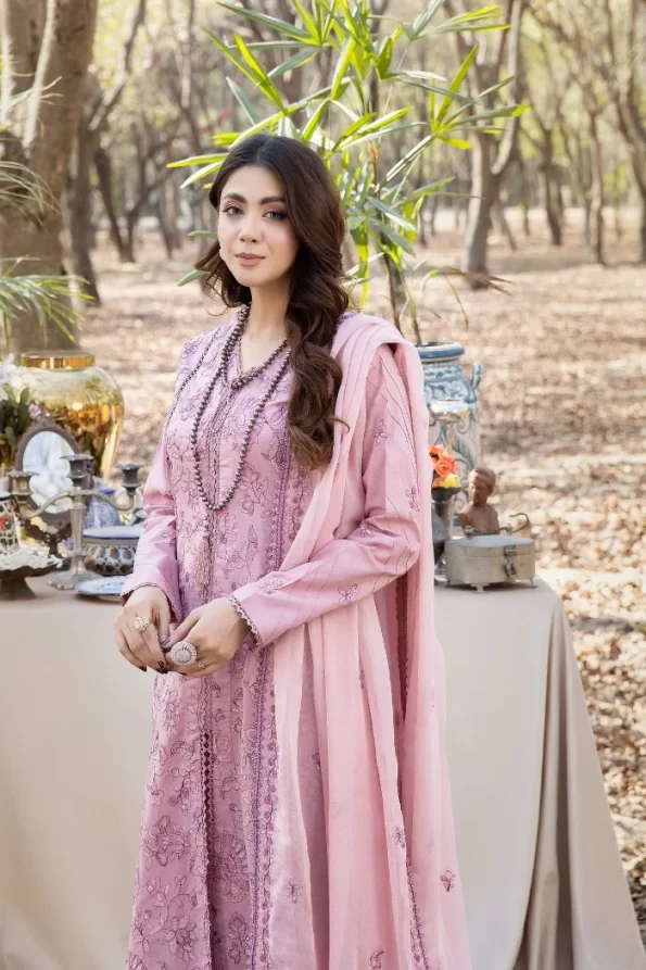 Adans Libas Blossom Embroidered Lawn Unstitched 3pcs- What U Wear