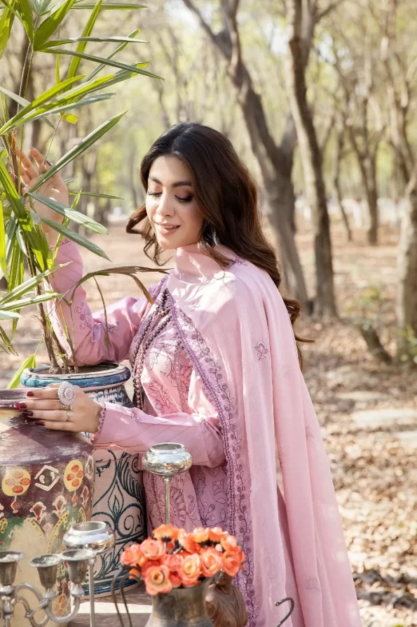 Adans Libas Blossom Embroidered Lawn Unstitched 3pcs- What U Wear