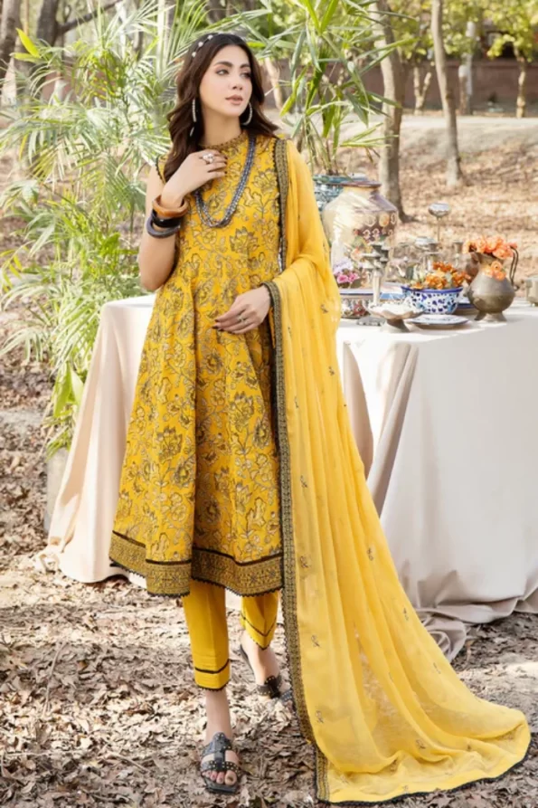 Adans Libas Blossom Embroidered Lawn Unstitched 3pcs- What U Wear