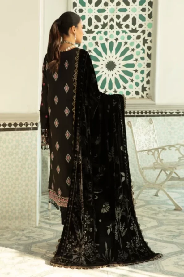 Parishay Unstitched 3pc Corduroy with Velvet Shawl-What U Wear