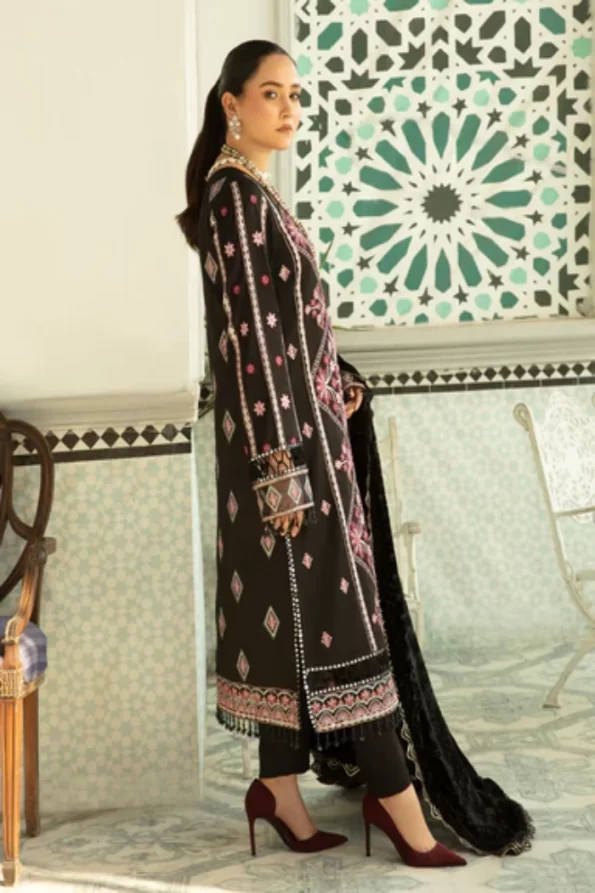 Parishay Unstitched 3pc Corduroy with Velvet Shawl-What U Wear