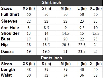 Size Chart Rang E Haya