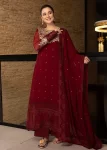 Azure Mookaite – Unstitched Chiffon 4pc Suit- What U Wear