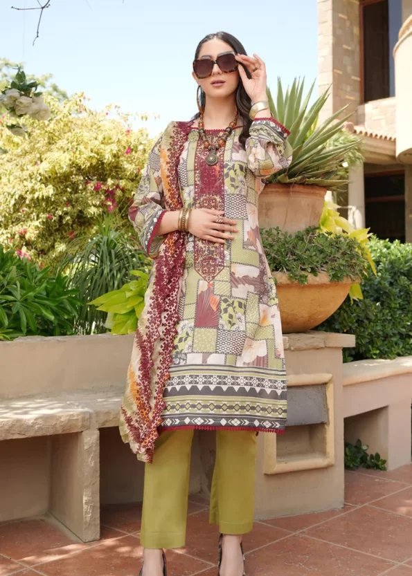 Z.Prints Golden Stripes Voile Lawn Unstitched 3Pcs- What U Wear