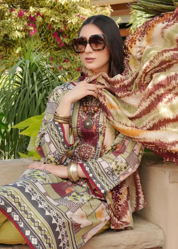Z.Prints Golden Stripes Voile Lawn Unstitched 3Pcs- What U Wear