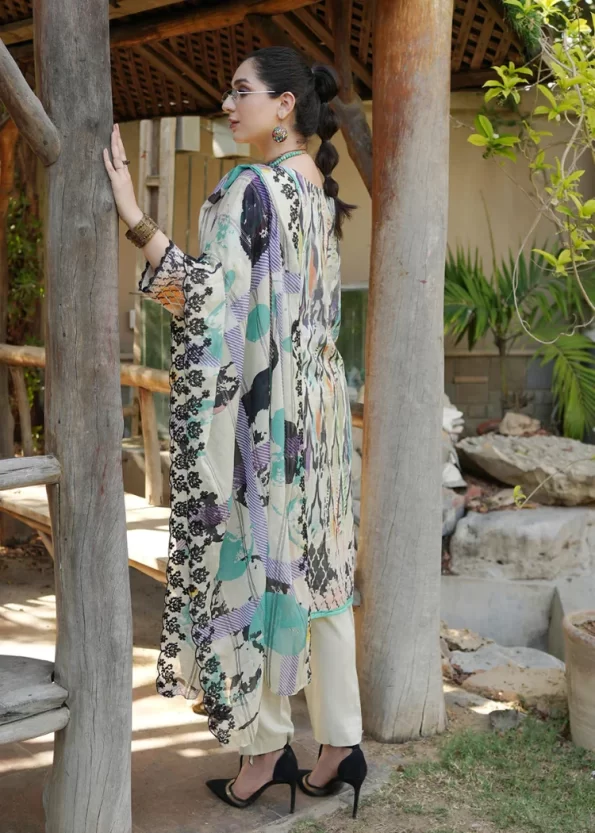 Z.Prints Golden Stripes Voile Lawn Unstitched 3Pcs- What U Wear