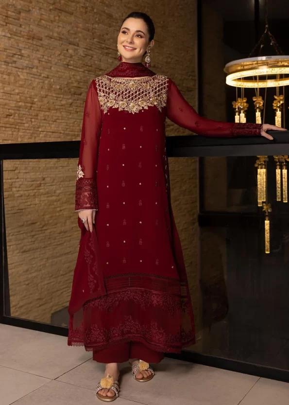 Azure Mookaite – Unstitched Chiffon 4pc Suit- What U Wear