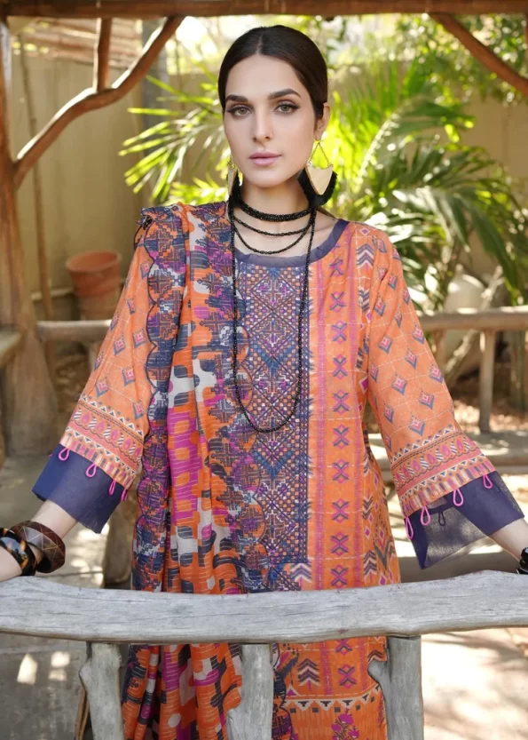 Z.Prints Golden Stripes Voile Lawn Unstitched 3Pcs- What U Wear