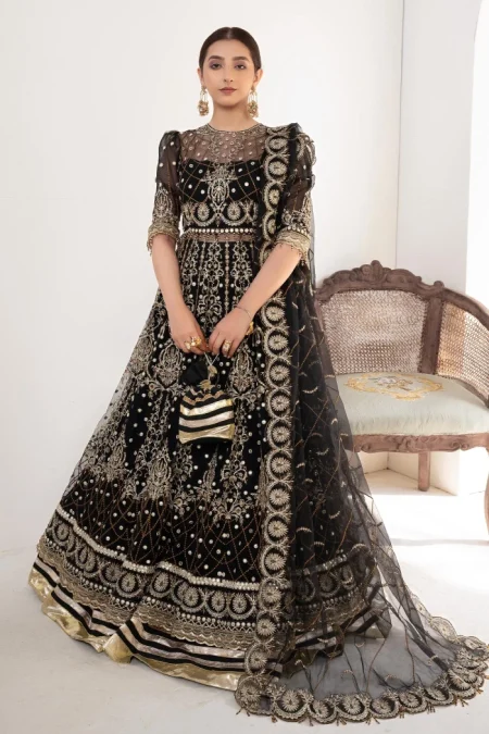 Meeral 149 Black Midnight -Unstitched Luxury Suit- What U Wear