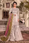 Maria B. Unstitched MBROIDERED – Silver BD-2601- What U Wear