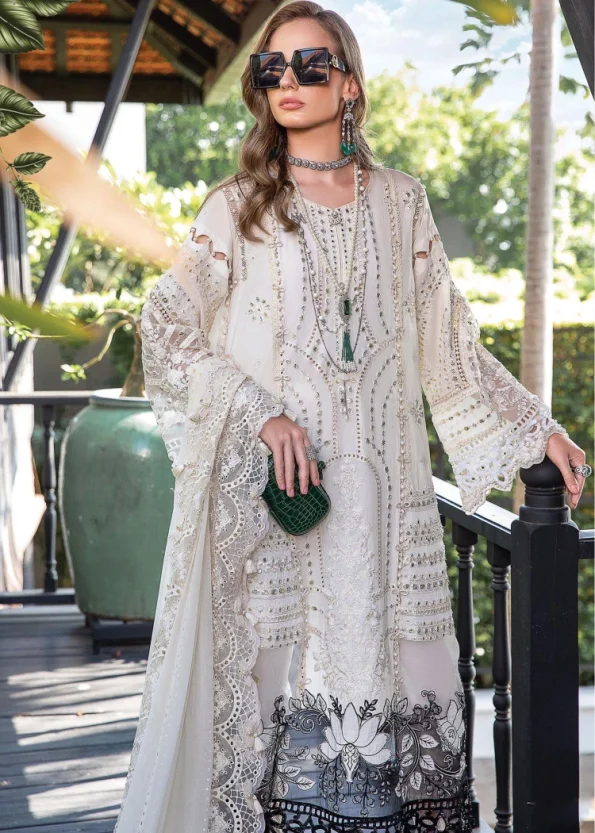 Maria B – Off White – EL-23-02 -Luxury Summer Lawn- What U Wear