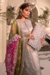 Maria B. Unstitched MBROIDERED – Silver BD-2601- What U Wear