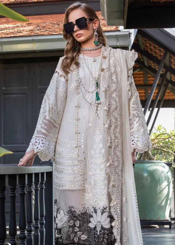 Maria B – Off White – EL-23-02 -Luxury Summer Lawn- What U Wear